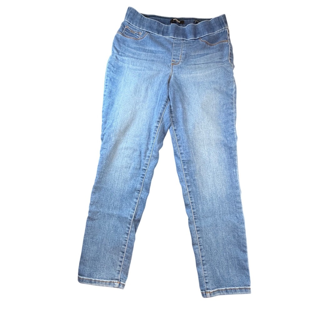 Nine West Heidi Pull On Skinny Crop Jeans Womens Size 8 Blue Denim Stretch K2
